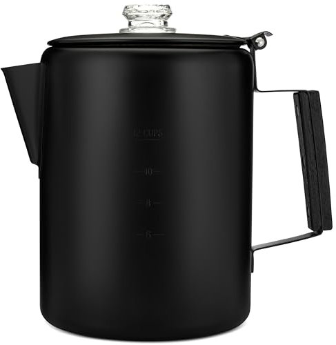 Coletti Schwarze Bozeman Perkolator-Kaffeekanne – Kaffeemaschinen für den Herd, die eleganteste Edelstahl-Kaffeekanne fürs Camping – KEIN Aluminium oder Kunststoff (12 Tassen)