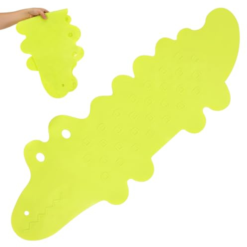 Ciieeo Alfombrilla De Baño Antideslizante Infantil con Ventosas Estera para Bañera De Dibujos Animados En Forma De Cocodrilo Verde Antideslizante Y Suave para Niños En Casa Y SPA