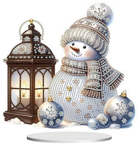 CXINLky DIY Diamond Art Painting Weihnachtsschneemann Tisch Deko, 5D Diamant Painting Weihnachten Tischdeko, Diamant Malerei Stehend Kunst Set für Anfänger Hausgeschenk Deko-08-Schneemann