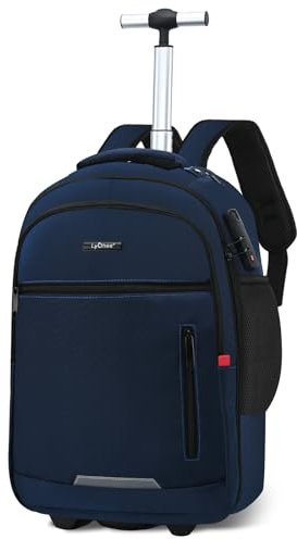Lychee Mochilas Business - Mochilas con ruedas - Bolsas de lona con ruedas - Mochilas para equipaje - Bolsas con ruedas - Bolsas con ruedas para portátiles - Bolsas de lona impermeables (Azul)