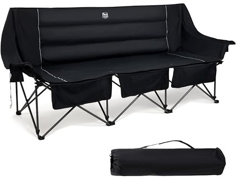 TIMBER RIDGE Campingstuhl Faltbar 3 Personen Übergroße Sitzbreite 218cm Camping Sofa XXXL 408KG Klappstuhl Camping 3 Sitzer mit Großvolumigen Seitentaschen Hohe Lehne für Outdoor Garten Balkon Indoor