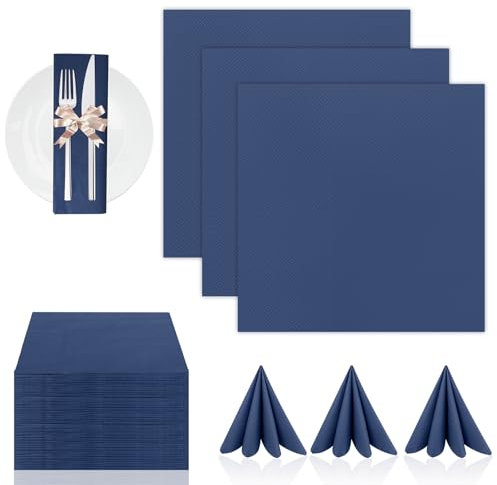 100 Stück Servietten Blau 40x40cm Servietten Salbei Eukalyptus Cocktailservietten Napkins Einweg Hoch Saugfähig für Veranstaltungen Gastronomie Geburtstag Party