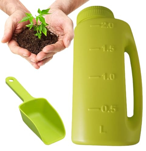 2L Hand Fertiliser Shaker, Hand Held Salt Spreader Handheld Salt Spreader Tool With Spoo Adjustable Fertilizer Salt Broadcaster Ice Melt Spreader Adjustable Opening Sizes, Deicer Dispenser Shaker