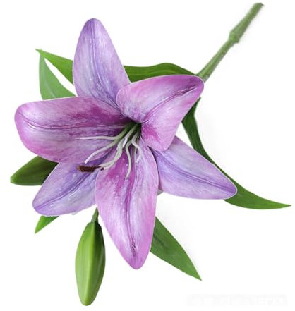 Künstlicher Lilienstrauß mit Stiel Realistische Deko-Lilien aus Kunststoff Kunstblumen für Zuhause & Hochzeit Dekorativer Lilienzweig für Tisch & Feier Lilie Kunstpflanze Wohnzimmer Blumenarrangement