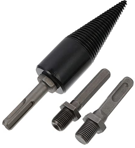 JOINPAYA 1 Set Log Splitter Drill Bit Cone Tool with Connection Handles for Electric Drill for Firewood Splitting Farm Camping and Hiking Easy to Use Woodworking Kit