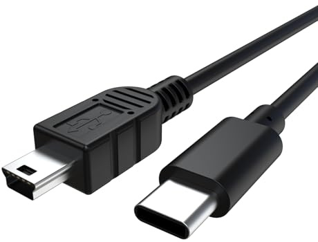 Cavo USB da USB-C a mini, mini B a 5 pin a tipo C, cavo di ricarica compatibile con Nikon Canon EOS Rebel Powershot DSLR ELPH fotocamera digitale per PC, laptop, iPhone 15/16, 1 m