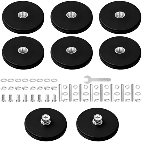 8 Pcs Neodym Magnete Gummiert,43mm Starke Gummiert Magnete mit M5 Innen-und Außengewinde 15kg Haftkraft für Fahrzeuge, Lampen, Befestigen Von Werkzeugen