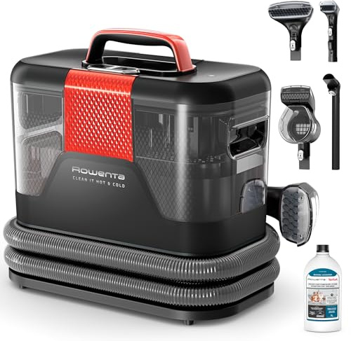 Rowenta Clean It Hot & Cold, Aspiradora tapicerías 1150W, 5 Acc, Negro | Tecnología Powerheat, Limpieza 3 en 1 para tapicerías y moquetas, Elimina manchas y suciedad, Accesorio mascotas, IN7022