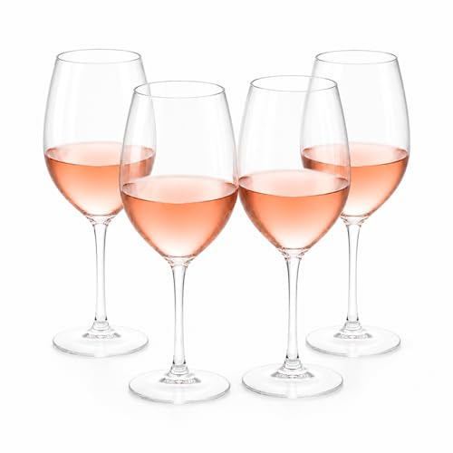 TIENDA EURASIA – Set de Copas de Vino y Vasos de Cerveza | Pack 4 Uds | Acrílico Transparente | Irrompibles | Aptos para Lavavajillas | Reutilizables | Ideales para Exterior (Copas 330 ml)