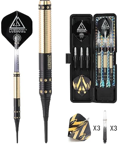 CUESOUL 16g weiche Spitze Darts Set dauerhaft 6 Wellen 3 Flüge 3 Fässer + schlanker Fall für elektronisches Dartboard(STBS076)
