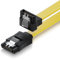 deleyCON 30cm Cable SATA III S-ATA 3 Cable de Datos Cable de Conexión para HDD SSD con Clip de Metal 6 Gb/s 1x Recto 1x 90° Conector Tipo L - Amarillo