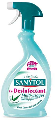 Sanytol Nettoyant multi-usages, sans javel, senteur eucalyptus - Le spray de 500ml