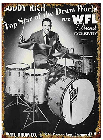 None Brand Buddy Rich for WFL Drums Retro Wanddekoration Metall Blechschild bemalt Kunst Poster Dekoration Plakette Warnung Cafe Garage Party Spiel Zimmer Türschilder