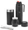 balibetov Kit de Mate Argentino - Calabaza Mate Moderna, Termo Mate, Contenedor para Yerba Mate (Yerbero), Bombilla (Sorbete) y Cepillo de limpieza - Acero inoxidable 304 18/8 (Negro)