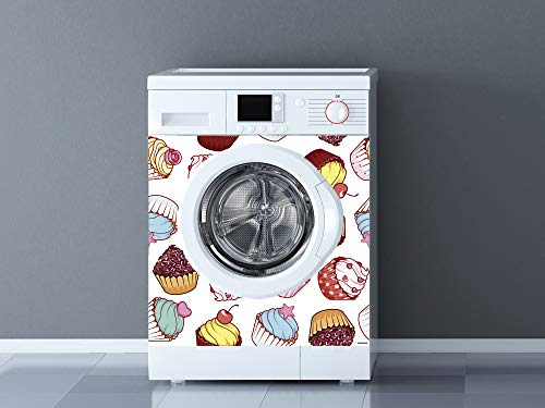 Vinilo para Lavadoras Cupcakes | Varias Medidas 60x85cm | Adhesivo Resistente y de Fácil Aplicación | Pegatina Adhesiva Decorativa de Diseño Profesional