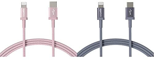 Amazon Basics Cavo di ricarica Lightning/USB-C, certificato MFi, in nylon intrecciato & Cavo di ricarica Lightning/USB-C, certificato MFi, in nylon intrecciato
