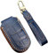 ontto Cover Guscio per Chiave Telecomando Auto Adatto per Chrysler 300C Jeep Renegade Compass Grand Cherokee Dodge Fiat 500X Coprichiave in Pelle Custodia Protezione con Portachiavi 3 Tasti-Blu