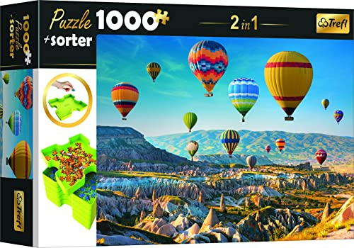 Trefl 10655 Puzzle 1000 Teile, Sorter 6 Fächer, Ordnen, Sortieren, Transportieren und Aufbewahren, Kreative Unterhaltung, Für Erwachsene und Kinder ab 12 Jahren Set 2in1, Sonnige Cappadocia