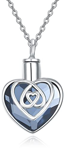 PRAYMOS Herz Einäscherung Urnen Halskette für Asche 925 Sterling Silber Keltischer Knoten Gedenk Anhänger Medaillon Andenken Schmuck Geschenk für Damen Herren Unisex Haustier