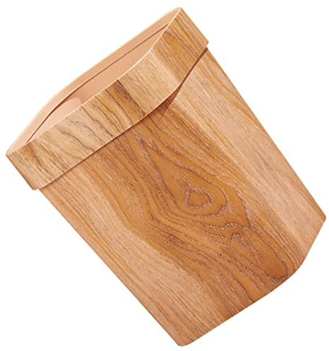 Angoily Papelera de Grano de Madera Papelera Cuadrada Rústica de 12L Contenedor de Basura para Casa de Campo para Baño Dormitorio Cocina Hogar Y Oficina