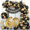 Happy Birthday Girlande Ballon Schwarz Gold Dekoration für Mann und Frau - 60. Geburtstag Luftballons mit Konfetti und Party Deko