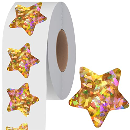 500 Gold Sterne Aufkleber, Selbstklebende Metallic Glitter Folie Aufkleber Reflektierende Stern Aufkleber Belohnung Verhalten Chart Etiketten für Kinder Studenten Lehrer Supplies (Jeder misst 3.8cm)