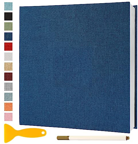 Fotoalbum Selbstklebend 33x32 Photo Album, 40 Seiten Blau | Groß Fotoalbum Zum Einkleben Scrapbook Selbstgestalten Fotobuch Baby Hochzeit Gästebuch Erinnerungsbuch Briefmarkenalbum