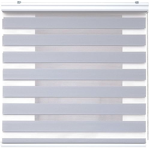 Tür Fenster Rollo 105 x 200 cm Doppelter Stoff, durchscheinend Vertikaljalousie für Babyzimmer Inkl. Aller Montage-Teile für Fenster oder Tür, Badezimmer, Hellgrau