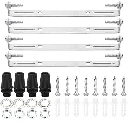 PATIKIL 165mm Ceiling Light Plate Kit, 4 Set Light Fixture Mounting Bracket Plate Steel Crossbar for Home Office Pendant Wall Light, with Screw Washer Nut Kit
