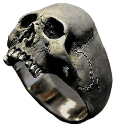 WUUISDNX Gothic Punk Goldener Horror Schädel Ring, exquisit handgefertigt, jeder Gothic Look, geeignet für viele Gelegenheiten, Legierung, einfach zu tragen, Silber, elf