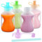 Jelly Ruru Lot de 4 sacs alimentaires réutilisables en silicone pour bébé avec pailles, sacs à presser rechargeables anti-fuite, passe au lave-vaisselle, congélateur, passe au micro-ondes, stockage