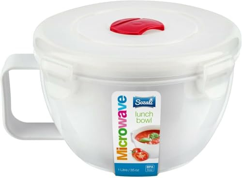 1L Microwave Food Lunch Bowl Soup Container Spill Proof Clip Lock Vent Lid