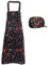 JNCH Kit Delantal + Gorro de Cocina Babero Largo con Bolsillo Negro para Hombre Mujer Unisex Chef Cocinero Camarero Hogar Restaurante Bar Pandería Hotel (Pimiento rojo)