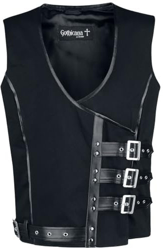 Gothicana by EMP Herren schwarze Weste mit Schnallen XXL