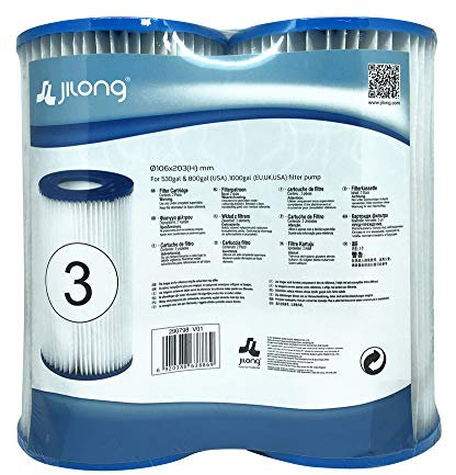 Jilong Lotto di 2 cartucce di filtrazione per Piscina Tipo 3 - ý106mm x H203mm