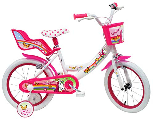 Denver Babys (Jungen) 16 Einhorn Fahrrad, Weiß-Rosa