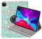 32nd Floreale Series - Custodia Folio in Pelle PU con Disegno Floreale per Apple iPad PRO 12.9 (2020/2021), Case Realizzato in Pelle Sintetica con Supporto Integrato - Primavera Blu