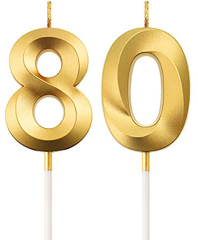 BBTO 80. Geburtstag Kerzen Kuchen Ziffer Kerzen Alles Gute zum Geburtstag Kuchen Topper Dekoration für Geburtstag Jahrestag Hochzeit Party Feier Lieferungen