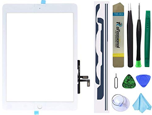 Écran tactile de rechange pour iPad 5 2017 9,7 A1822 A1823 A1474 A1475 avec bouton Home (sans écran LCD) + adhésif préinstallé + kit d'outils