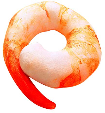 U/K PULABO Shrimp Nackenkissen Lustige Nackenkissen Mobile Kissen Essen Shrimp Aubergine Chili Pfeffer Pfanne Typ Lustige Geschäftsreise Mittagspause Travel Red Shrimp Kreativ und nützlich praktisch