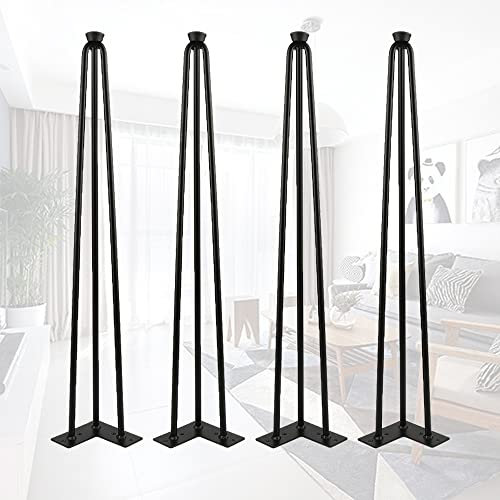XUANYU 4-er Set Haarnadel Tischbeine aus Metall Höhe 76 cm (29,92'') Möbelfüße Schwarz Tischfüße Haarnadelbeine für Esstisch Bürotisch Bartisch Schreibtisch Arbeitstisch