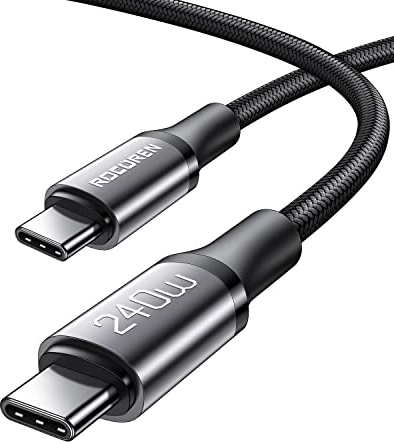 Rocoren 240W USB C Charger Cable 2M, PD3.1 Fast Charging Type C to Type C Charger Cord Backwards Compatible with 100W 140W Compatible with MacBook Pro/Air, iPad Pro, Galaxy S24+, Huawei, iPhone 15