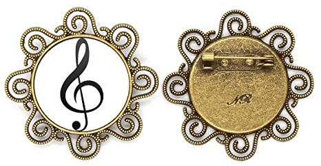 Broche en forme de clé de sol en forme de fleur blanche pour filles, M