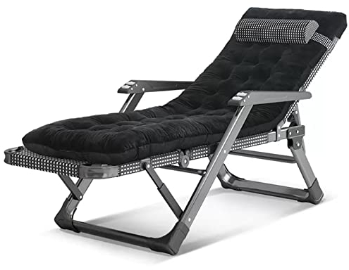 SXBHDM Gartenstuhl Sonnenliege Hoch Senioren mit Kissen Saunaliege Auflage Extrabreit Liegestühle Liege mit Kissen Gartenliege Liegender Recliner Relaxliege für Camping, Terrasse, Rasen