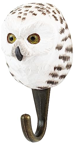 WILDLIFEGARDEN Wildlife Garden WG4795 Haken Schnee-Eule - Handgeschnitzter Tierhaken aus Holz und Metall - Polartiersammlung