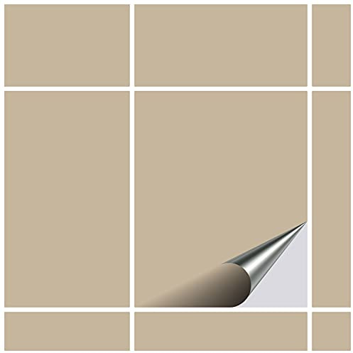 FoLIESEN - Fliesenaufkleber 19,5x24,5 cm | selbstklebende Fliesen-Folie für Bad & Küche | entfernbare Klebe-Folie für Wandfliesen Küchenrückwand & Bordüren | 30 Klebefliesen, .:Dunkelbeige matt