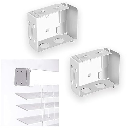 AZWOOD Staffa di montaggio per veneziane in legno veneziano, 2 staffe bianche per persiane da finestra, supporto terminale per tende veneziane/in legno da 5,1 cm