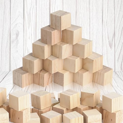 NTGRTY 35 Stück Holzwürfel 30 mm Holzklötze Holzklötzchen zum Basteln Natur Holzwürfel Blanko DIY Holzblöcke Bastelwürfel zum Lernen Für Malen Bastel Dekoration
