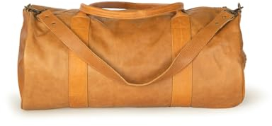 ROWDY Weekender | Reisetasche aus Leder für Damen und Herren | Sporttasche l Handgefertigt aus 100% vollnarbigem Leder (Farbe Amber)