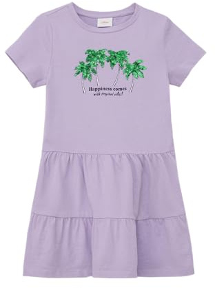 s.Oliver Junior Mädchen 2145981 Kleid mit Pailletten, lila 4704, 110